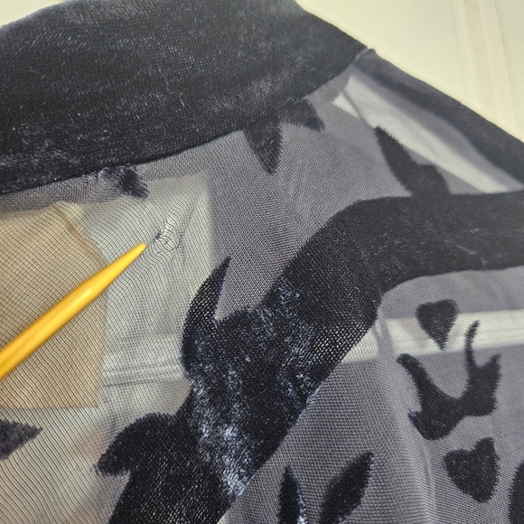 Pins & Needles Blue Velvet Burnout Sheer Fringe Kimono Open Front Womens M/L - Picture 13 of 13